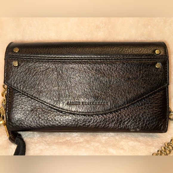 🖤 Aimee Kestenberg Delancey Leather Gold Chain Wallet Crossbody Bag in Black EUC - Picture 3 of 16
